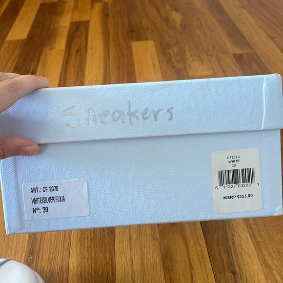 Chiara Ferragni Women’s White Sneakers With Pink Sequin Hearts Size 39 - Picture 10 of 10